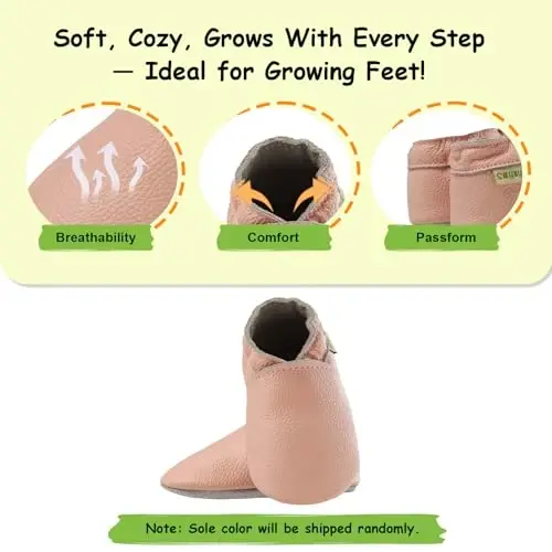 SAYOYO Baby Soft Sole Prewalkers Baby Toddler Shoes Leather Infant Shoes Dark Grey - 4