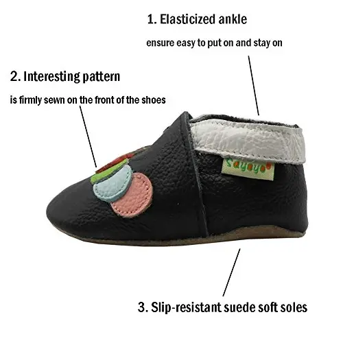SAYOYO Baby Shoes Soft Leather Sole Infant Toddler Prewalker Shoes - 2