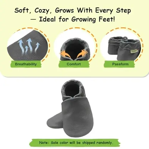 SAYOYO Baby Leather Slippers Toddler Soft Sole Shoes for Boys and Girls First Walker Crib Shoes Infant Moccasins - 4