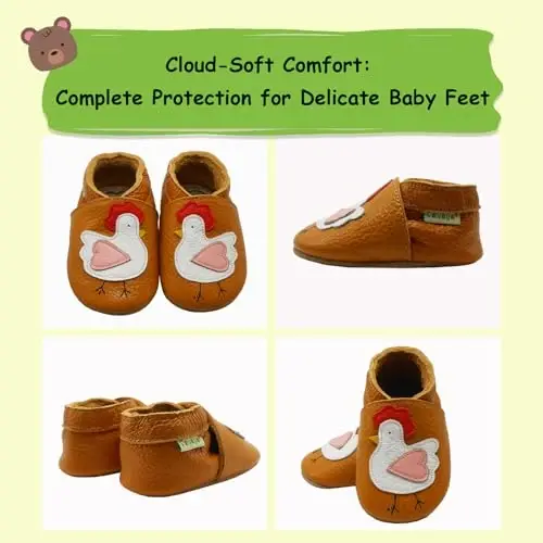 SAYOYO Baby Shoes Soft Leather Sole Infant Toddler Prewalker Shoes - 5