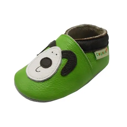 SAYOYO Leather Infant Slippers Toddler Soft Sole Shoes First Walker Crib Shoes Baby Moccasins for Boys and Girls - 1