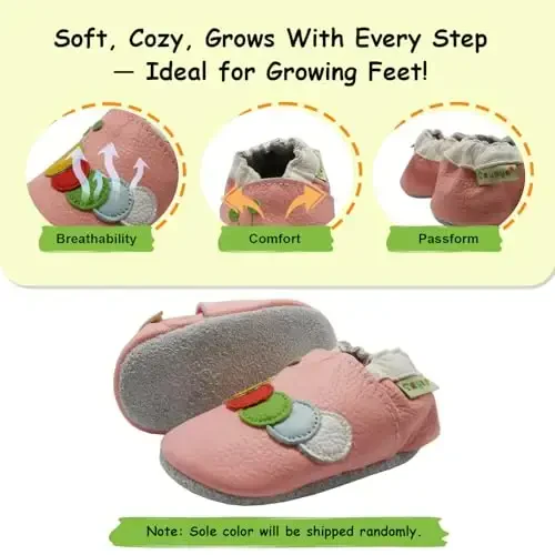 SAYOYO Baby Shoes Soft Leather Sole Infant Toddler Prewalker Shoes - 4