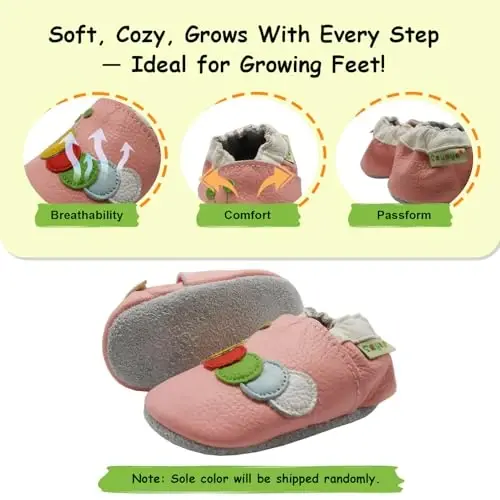 SAYOYO Soft Sole Leather Baby Boys Shoes Baby Girls Moccasins Toddler Slippers First Walking Crib Shoes - 4