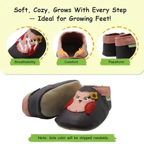 SAYOYO Baby Shoes Soft Leather Sole Infant Toddler Prewalker Shoes - 4