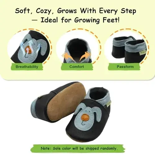SAYOYO Leather Baby Moccasins for Boys and Girls, Soft Sole Infant Toddler Prewalker Shoes, Slip-on First Walking Slippers - 4