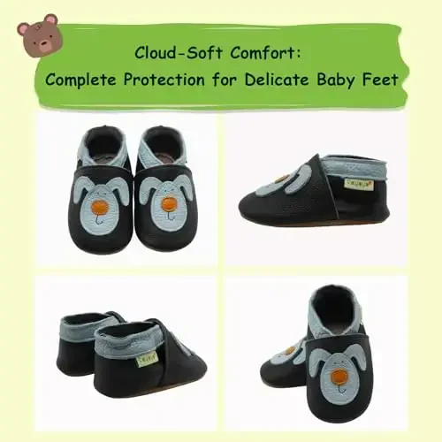 SAYOYO Leather Baby Moccasins for Boys and Girls, Soft Sole Infant Toddler Prewalker Shoes, Slip-on First Walking Slippers - 5