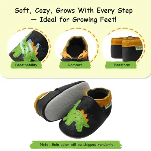 SAYOYO Soft Sole Leather Baby Boys Shoes Baby Girls Moccasins Toddler Slippers First Walking Crib Shoes - 4