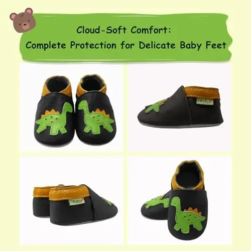 SAYOYO Soft Sole Leather Baby Boys Shoes Baby Girls Moccasins Toddler Slippers First Walking Crib Shoes - 5