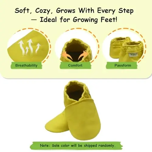 SAYOYO Baby Leather Slippers Toddler Soft Sole Shoes for Boys and Girls First Walker Crib Shoes Infant Moccasins - 4