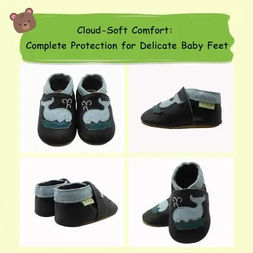 SAYOYO Baby Shoes Soft Leather Sole Infant Toddler Prewalker Shoes - 5