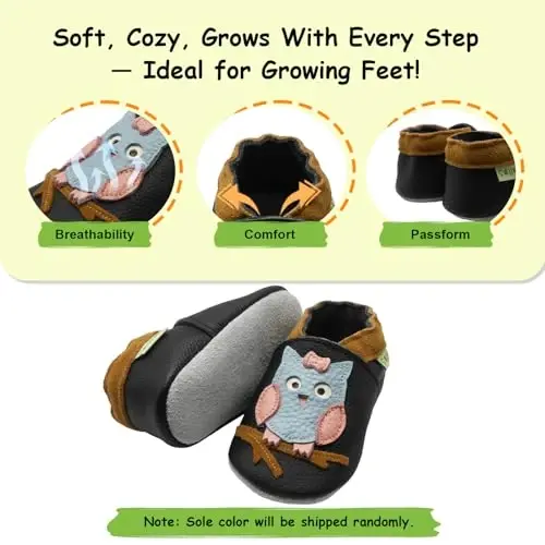 SAYOYO Baby Leather Slippers Toddler Soft Sole Shoes for Boys and Girls First Walker Crib Shoes Infant Moccasins - 4