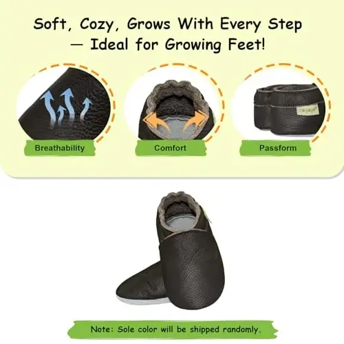 SAYOYO Baby First Walking Shoes Soft Sole Slip-Resistant Leather Slippers Toddler Slip-On Infant Moccasins for Girls Boys - 1
