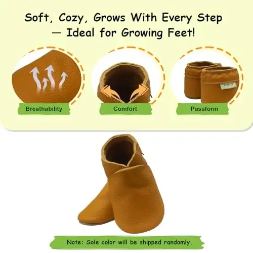 SAYOYO Baby Leather Slippers Toddler Soft Sole Shoes for Boys and Girls First Walker Crib Shoes Infant Moccasins - 4