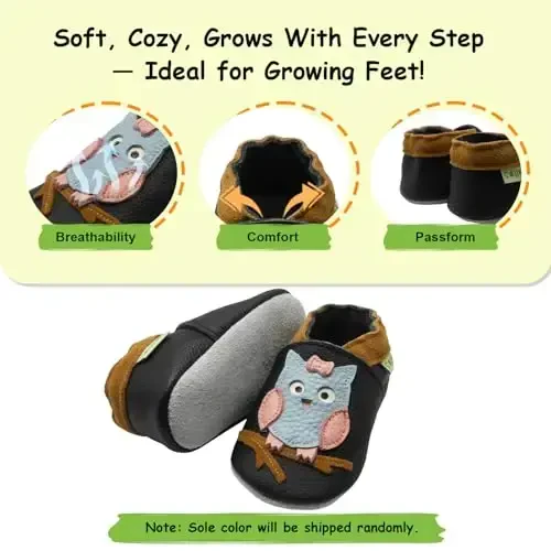 SAYOYO Baby Leather Slippers Toddler Soft Sole Shoes for Boys and Girls First Walker Crib Shoes Infant Moccasins - 4