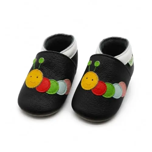 SAYOYO Baby Soft Leather Moccasins Anti-Slip Rubber Sole Walking Shoes | Ultra-soft leather, non-slip suede sole, lightweight for natural growth. Elastic ankle, easy on/off 