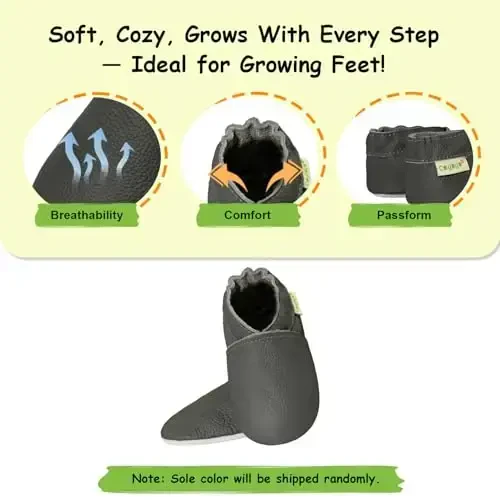 SAYOYO Baby Soft Sole Prewalkers Baby Toddler Shoes Leather Infant Shoes Dark Grey - SAYOYO (1)