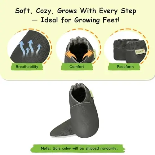 SAYOYO Baby Soft Sole Prewalkers Baby Toddler Shoes Leather Infant Shoes Dark Grey - SAYOYO (1)