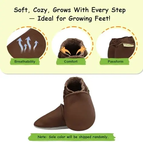 SAYOYO Baby Soft Sole Prewalkers Baby Toddler Shoes Leather Infant Shoes Dark Grey - 4