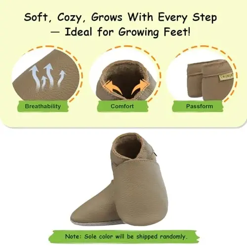 SAYOYO Baby Leather Slippers Toddler Soft Sole Shoes for Boys and Girls First Walker Crib Shoes Infant Moccasins - 4