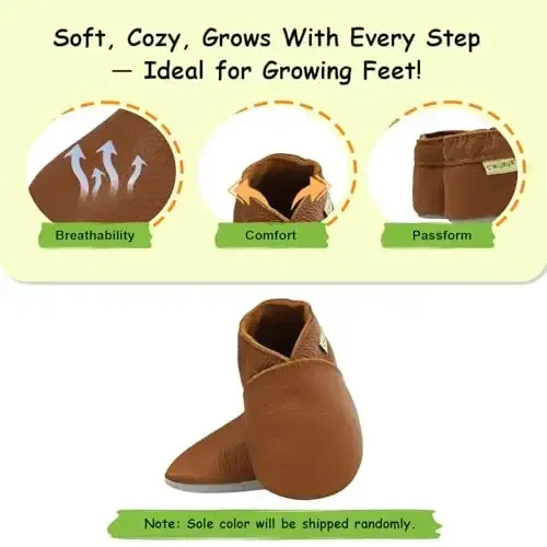 SAYOYO Soft Sole Baby Shoes First Walking Leather Toddler Moccasins Slip-on Crib Infant Slippers with Elastic Ankle Anti-Slip Soles Pre-Walker Shoes for Boy Girl - 4