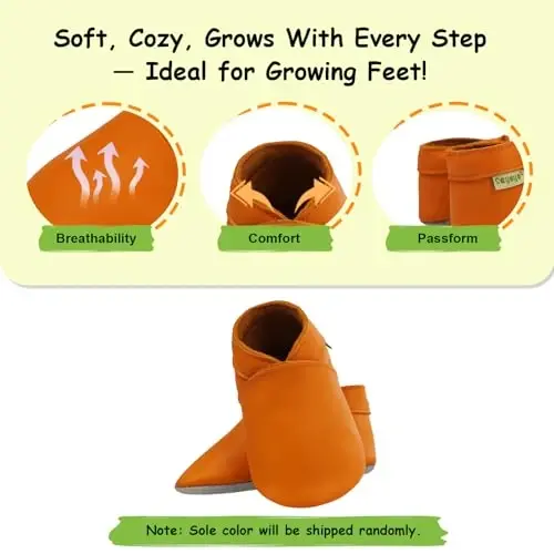 SAYOYO Baby First Walking Shoes Soft Sole Slip-Resistant Leather Slippers Toddler Slip-On Infant Moccasins for Girls Boys - 4