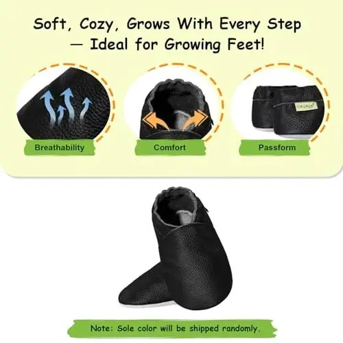 SAYOYO Baby First Walking Shoes Soft Sole Slip-Resistant Leather Slippers Toddler Slip-On Infant Moccasins for Girls Boys - 1