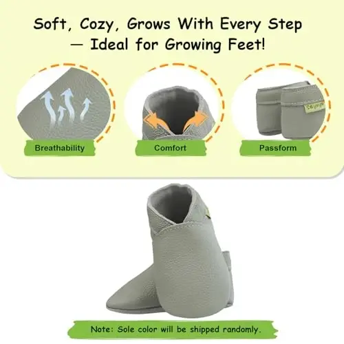 SAYOYO Baby Soft Sole Prewalkers Baby Toddler Shoes Leather Infant Shoes Dark Grey - 4