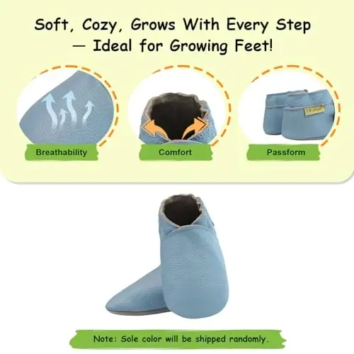 SAYOYO Baby Leather Slippers Toddler Soft Sole Shoes for Boys and Girls First Walker Crib Shoes Infant Moccasins - 4