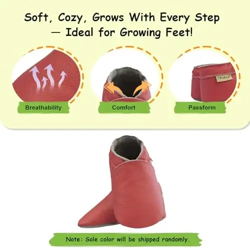 SAYOYO Baby Leather Slippers Toddler Soft Sole Shoes for Boys and Girls First Walker Crib Shoes Infant Moccasins - 4