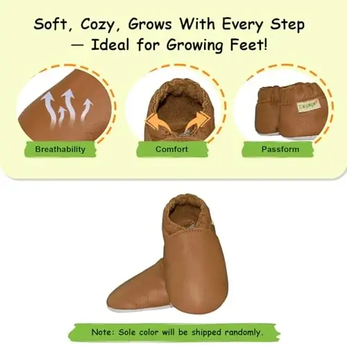 SAYOYO Baby First Walking Shoes Soft Sole Slip-Resistant Leather Slippers Toddler Slip-On Infant Moccasins for Girls Boys - 2