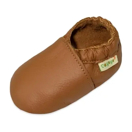 SAYOYO Baby Soft Sole Prewalkers Baby Toddler Shoes Leather Infant Shoes Dark Grey - 1