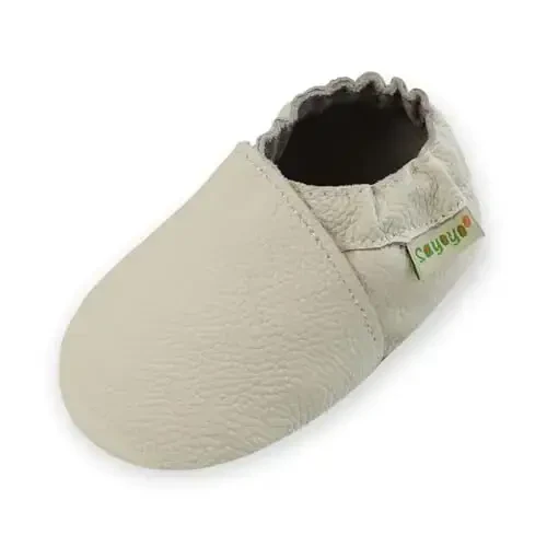 SAYOYO Baby Soft Sole Prewalkers Baby Toddler Shoes Leather Infant Shoes Dark Grey - SAYOYO