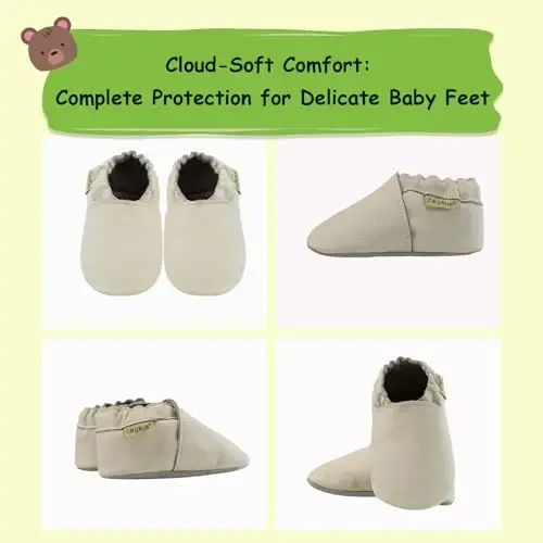 SAYOYO Baby Soft Sole Prewalkers Baby Toddler Shoes Leather Infant Shoes Dark Grey - 5