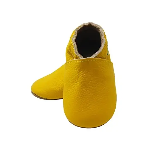 SAYOYO Leather Infant Slippers Toddler Soft Sole Shoes First Walker Crib Shoes Baby Moccasins for Boys and Girls - 6