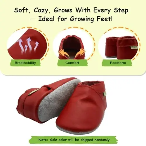 SAYOYO Leather Infant Slippers Toddler Soft Sole Shoes First Walker Crib Shoes Baby Moccasins for Boys and Girls - 4