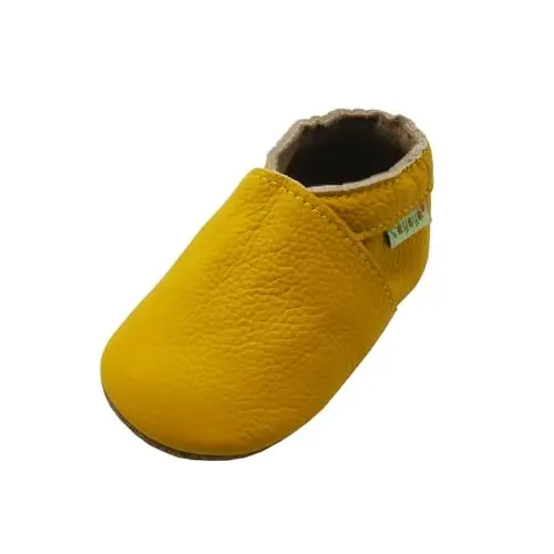 SAYOYO Leather Infant Slippers Toddler Soft Sole Shoes First Walker Crib Shoes Baby Moccasins for Boys and Girls - 1