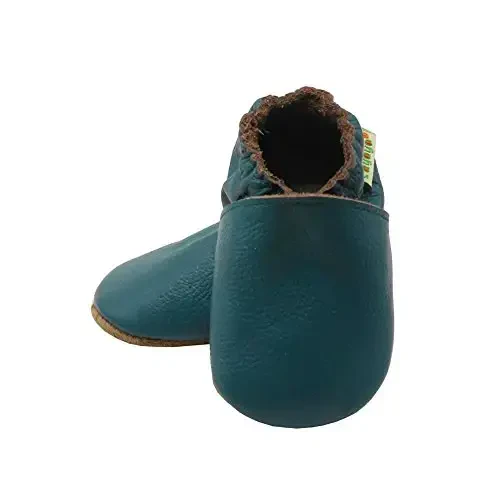 SAYOYO Leather Infant Slippers Toddler Soft Sole Shoes First Walker Crib Shoes Baby Moccasins for Boys and Girls - 5