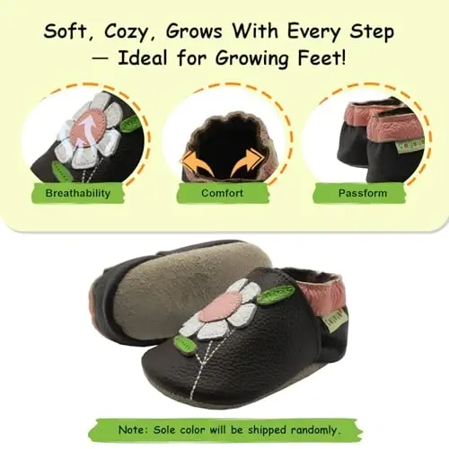 SAYOYO Soft Sole Leather Baby Boys Shoes Baby Girls Moccasins Toddler Slippers First Walking Crib Shoes - 4