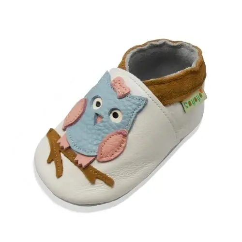 SAYOYO Soft Sole Leather Baby Boys Shoes Baby Girls Moccasins Toddler Slippers First Walking Crib Shoes - 1