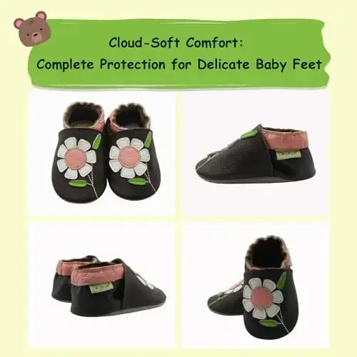 SAYOYO Soft Sole Leather Baby Boys Shoes Baby Girls Moccasins Toddler Slippers First Walking Crib Shoes - 5