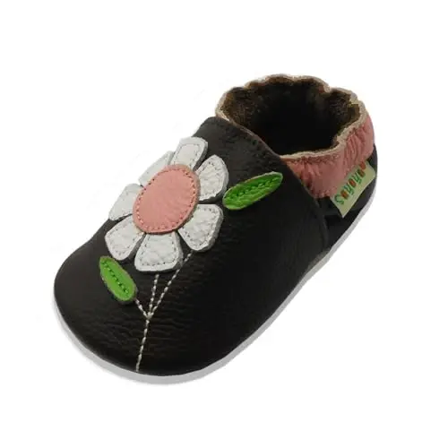 SAYOYO Soft Sole Leather Baby Boys Shoes Baby Girls Moccasins Toddler Slippers First Walking Crib Shoes - 1