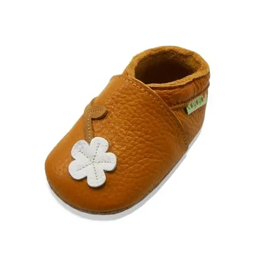 SAYOYO Soft Sole Leather Baby Boys Shoes Baby Girls Moccasins Toddler Slippers First Walking Crib Shoes - 1