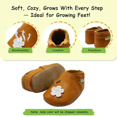 SAYOYO Soft Sole Leather Baby Boys Shoes Baby Girls Moccasins Toddler Slippers First Walking Crib Shoes - 4