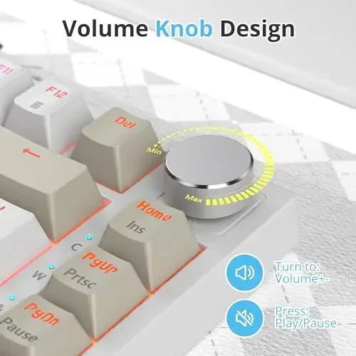 SbocKeeb 75 foiz klaviaturasi, ovoz yutuvchi yostiqchali, 82 tugmachali ixcham simli RGB mexanik oʻyin klaviaturasi, Win uchun issiq almashtirish uyasi, kulrang qora oq - 5