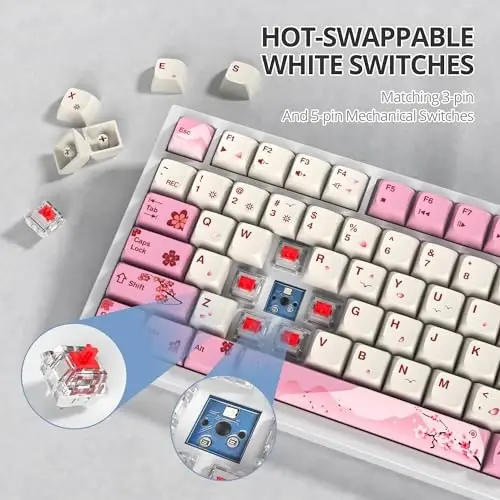 SbocKeeb 75 foiz Pushti Klaviatura Gasket-Mounted, Ovozni yutuvchi prokladkalar bilan, 82 tugmachali ixcham simli RGB mexanik oʻyin klaviaturasi Win uchun Hot-Swap Socket, Ying - 4