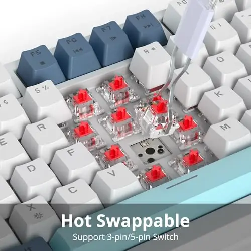 SbocKeeb 75 foizli klaviatura Gasket-Mounted ovoz yutuvchi yostiqchalar bilan, 82 tugmali ixcham simli RGB mexanik oʻyin klaviaturasi Win uchun Hot-Swap Socket, Whistle - 4