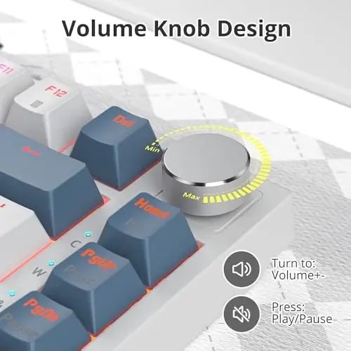 SbocKeeb 75 foizli klaviatura Gasket-Mounted ovoz yutuvchi yostiqchalar bilan, 82 tugmali ixcham simli RGB mexanik oʻyin klaviaturasi Win uchun Hot-Swap Socket, Whistle - 5