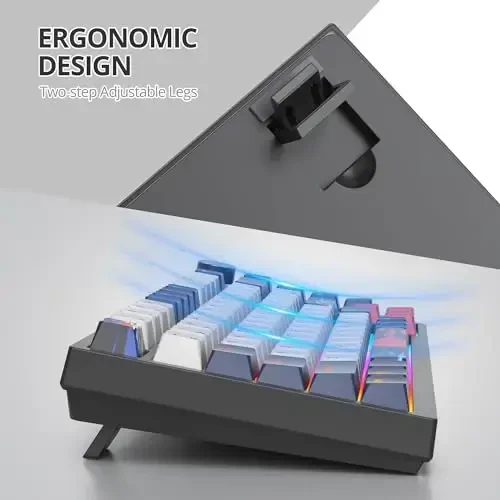 SbocKeeb 75 foizli klaviatura Gasket-Mounted, ovoz yutuvchi yostiqchalar bilan, 82 tugmali ixcham simli RGB mexanik oʻyin klaviaturasi, Win uchun Hot-Swap soketi, Oq Yer - 6