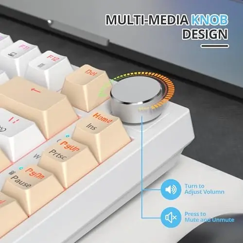 SbocKeeb 75 foizli klaviatura Gasket-Mounted ovoz yutuvchi yostiqchalar bilan, 82 tugmali ixcham simli RGB mexanik oʻyin klaviaturasi Win uchun issiq almashtirish rozetkasi, Soya suti - 3