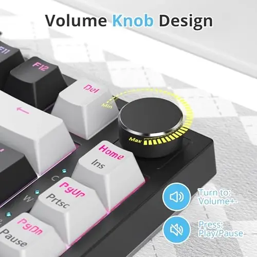 SbocKeeb 75 foizli klaviatura, ovoz yutuvchi prokladkali, 82 tugmachali ixcham simli RGB mexanik oʻyin klaviaturasi, Win uchun qizgʻin almashtiriladigan uyasi, qora - 5